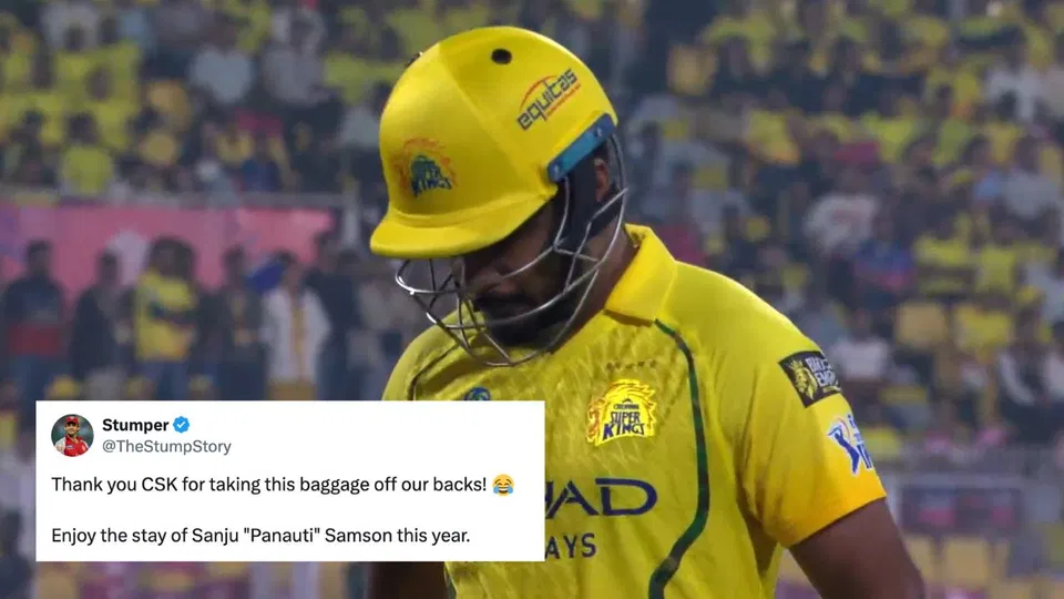 "A Liability Once Again": Fans Laugh At Sanju Samson For Massive Failure On CSK Debut